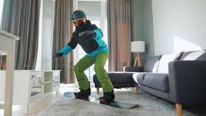Utah snowboarding on carpet 